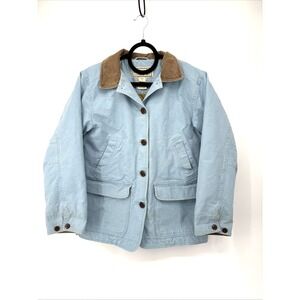 LL Bean Barn Coat Women's Small Petite Jacket Blue Quilt Lined Chore Jacket VTG